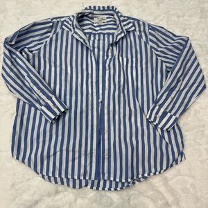 Madewell Oversized Blue and White Striped Button Down Shirt